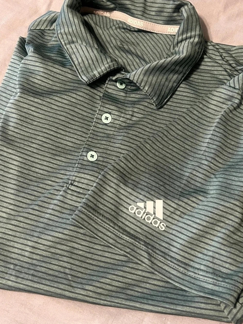Adidas Men’s Green Striped Polo Shirt 0552